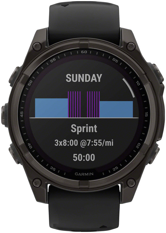 Garmin fenix 8 Smartwatch - Sapphire Carbon Gray DLC Titanium BLK/Pebble Gray Silicone - Image 12