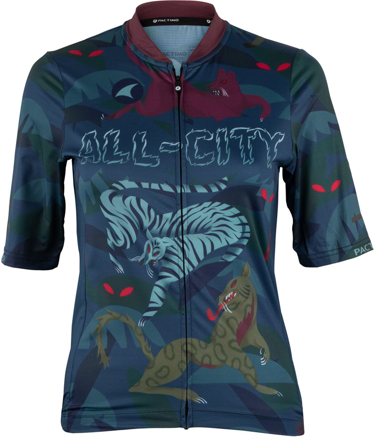 All-City Night Claw Women's Jersey - Dark Teal Spruce Green Mulberry