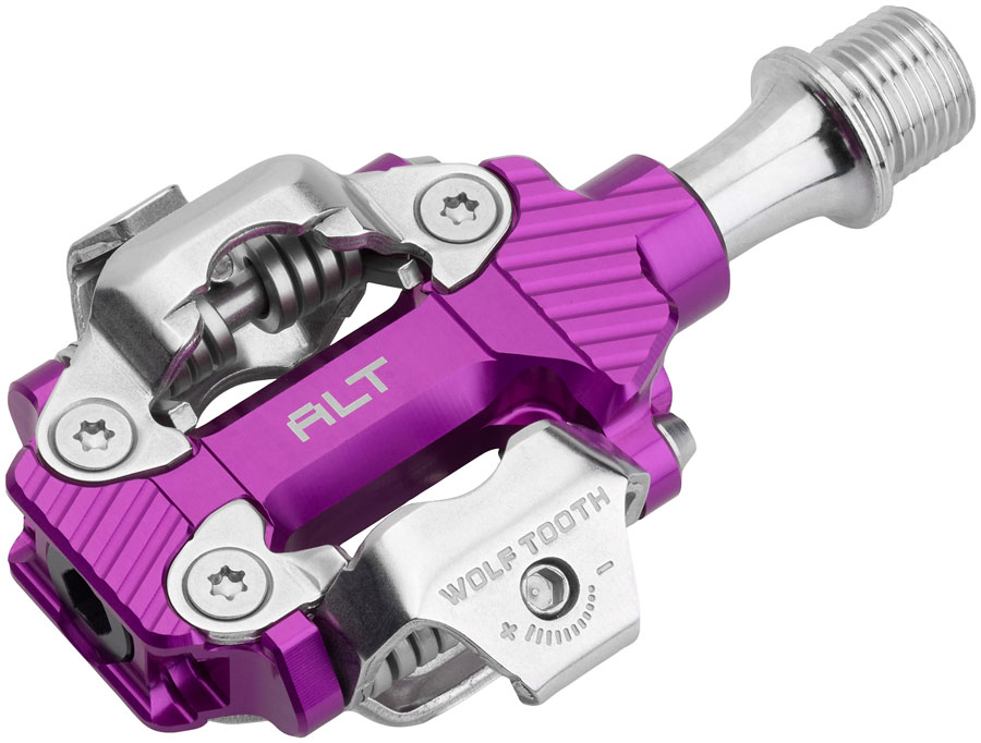 Wolf Tooth ALT XC Clipless Pedals - Dual Sided Clipless Alloy 9/16" Ultraviolet Purple Pair Shimano SPD