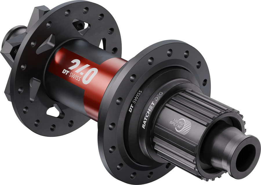 DT Swiss 240 DEG Rear Hub - 12 x 148mm 6-Bolt Micro Spline BLK/Red 28H DEG 90 DF