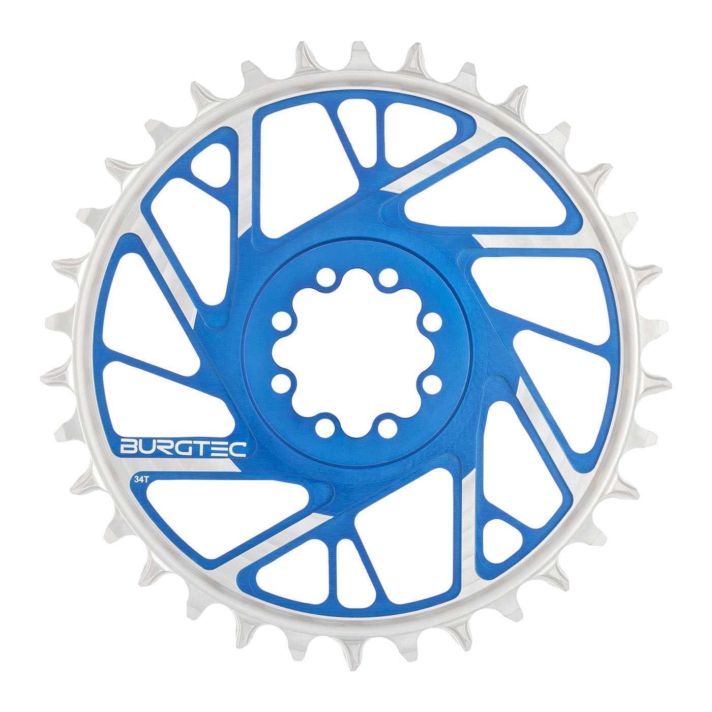 Burgtec 3mm Offset Thick Thin Chainring SRAM 8-Bolt 34T Blue