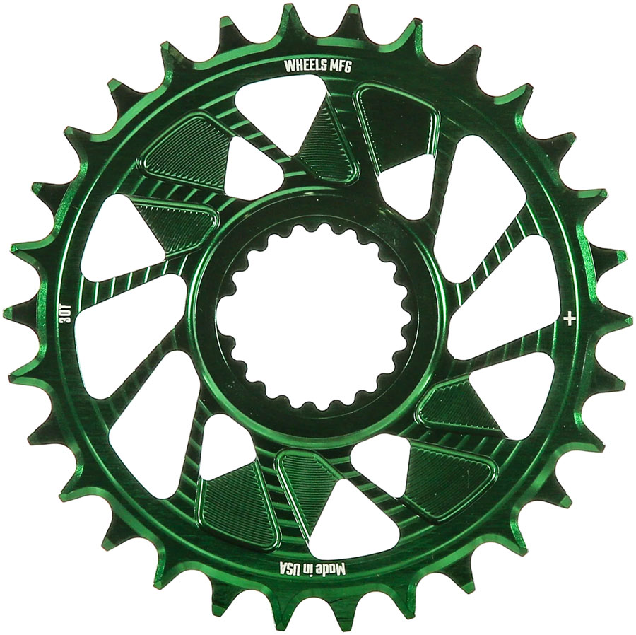 Wheels Manufacturing Direct Mount Chainring - 30t Shimano Direct Mount 1.5mm Inboard Offset HG+ Chain Compatible Green Wheels Manufacturing Direct Mount Chainring - 30t Shimano Direct Mount 1.5mm Inboard Offset HG+ Chain Compatible Green