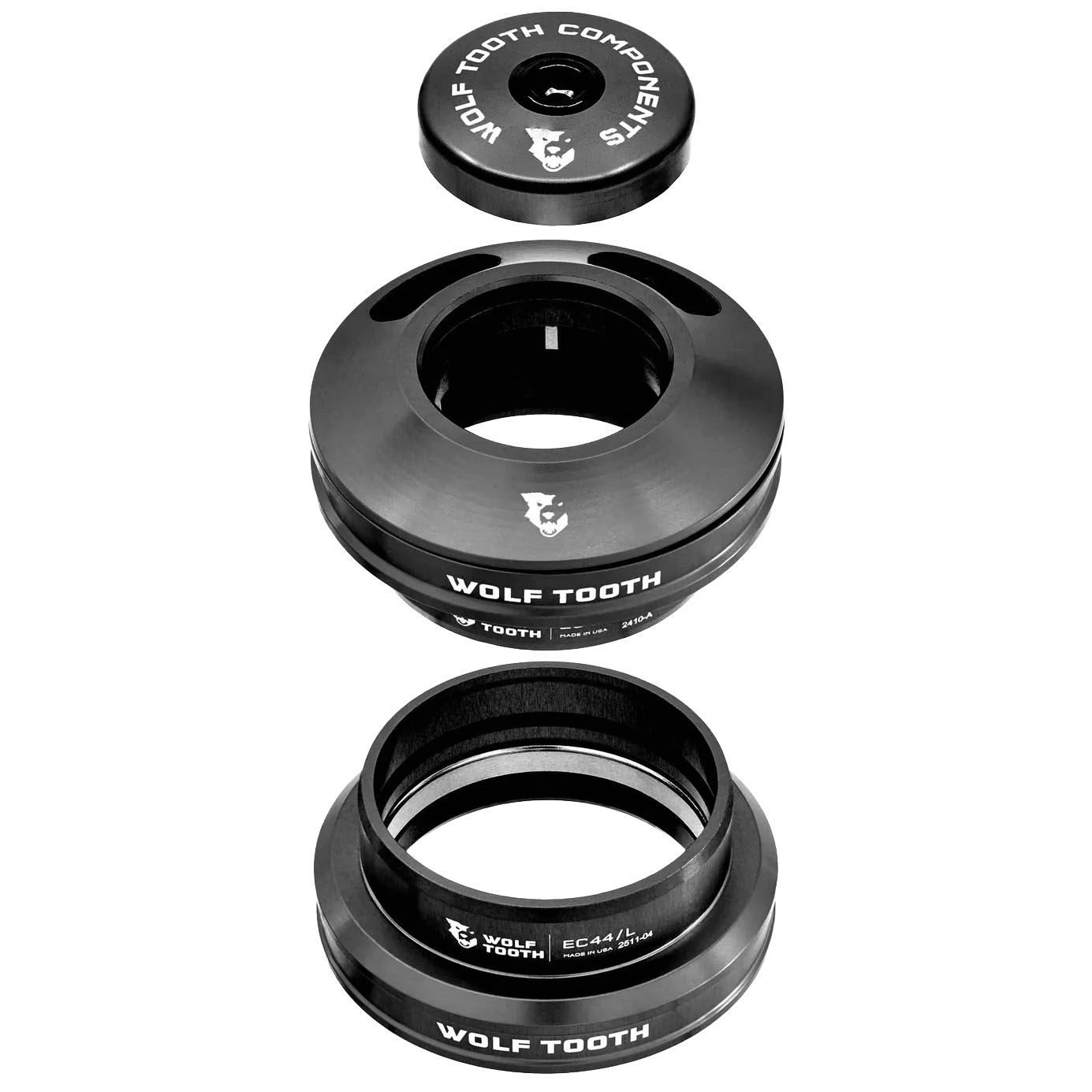 Wolf Tooth Components Semi-Internal EC44 Premium Upper& Lower Headset Black Wolf Tooth Components Semi-Internal EC44 Premium Upper& Lower Headset Black