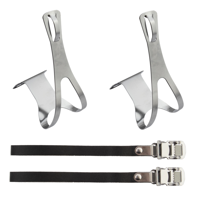 Sunlite Racing Toe Clips X-Large Chrome Plated Steel/Leather