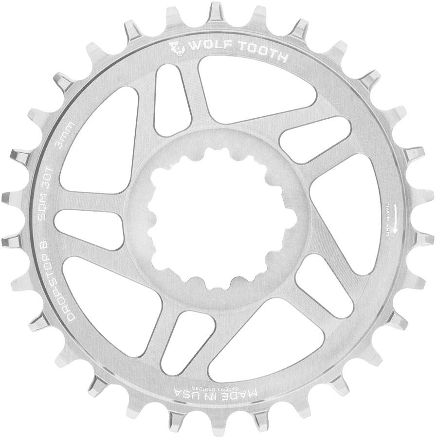 Wolf Tooth Direct Mount Chainring - 30t SRAM Direct Mount Drop-Stop B For SRAM 3-Bolt Boost Cranks 3mm Offset Raw Silver Wolf Tooth Direct Mount Chainring - 30t SRAM Direct Mount Drop-Stop B For SRAM 3-Bolt Boost Cranks 3mm Offset Raw Silver