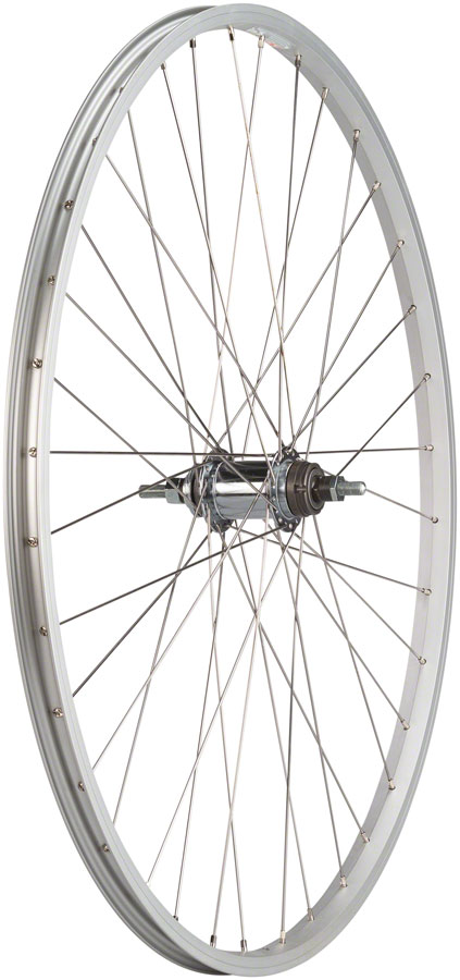 Quality Wheels Value Single Wall Series Coaster Brake Rear Wheel - 3/8" x 124mm, Coaster Brake, 3 Prong Cog, Silver
