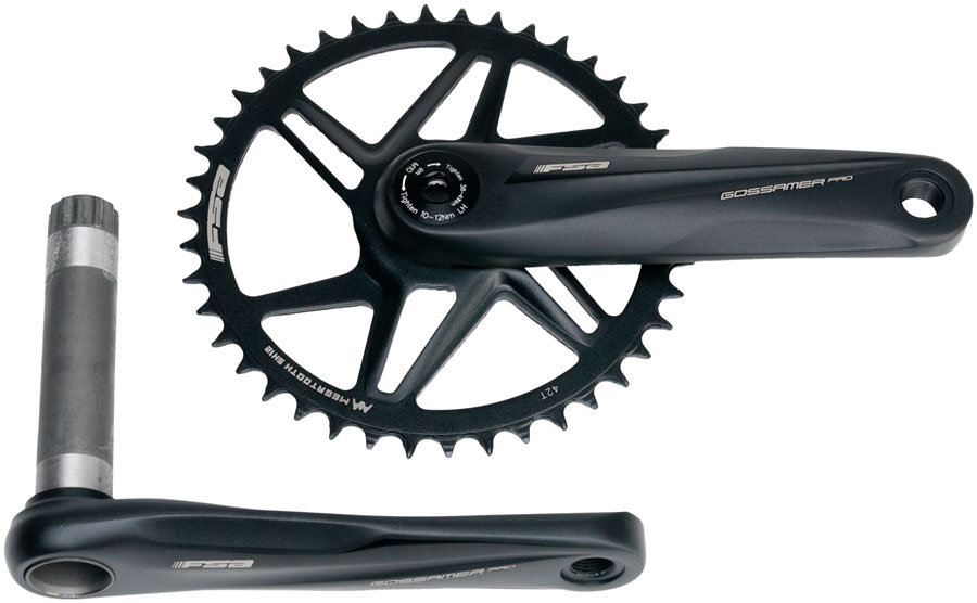 Full Speed Ahead Gossamer Pro AGX+ 1x Crankset - 160mm For Shimano 12-Speed HG+ 42t Direct Mount MegoExo Spindle BLK