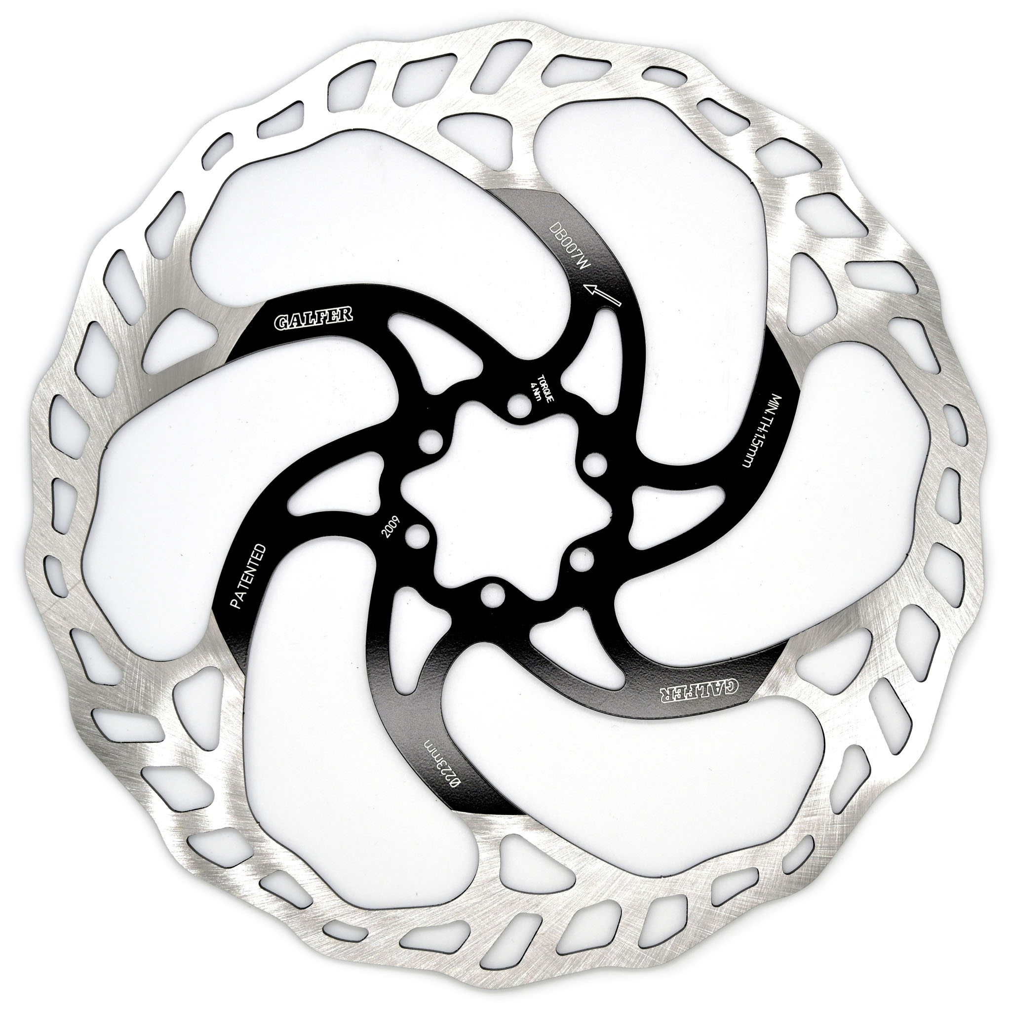 Galfer 203mm Rotor 6-Bolt  2.0mm Black/Silver