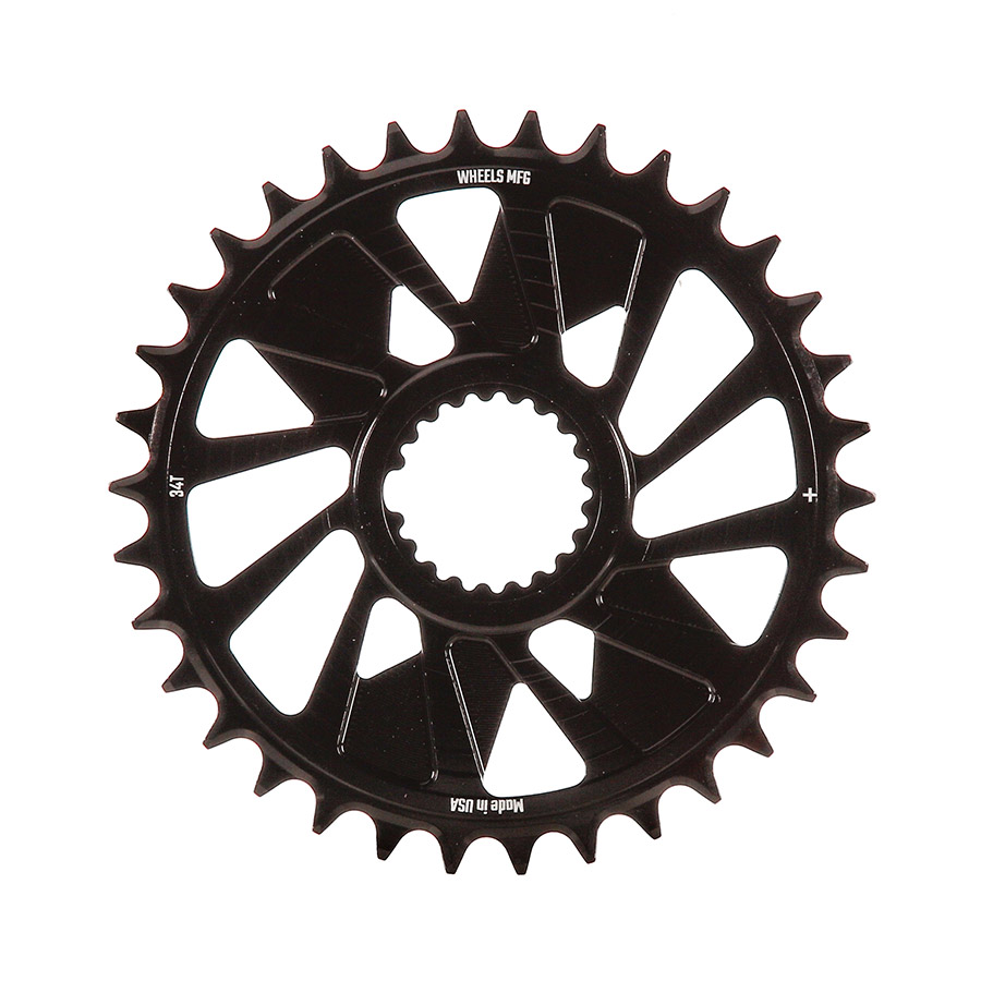 Wheels Manufacturing Shimano DM HG+ Outboard Chainring Teeth: 34 Speed: 12 BCD: Direct Mount Shimano Single 7075 Aluminum Black