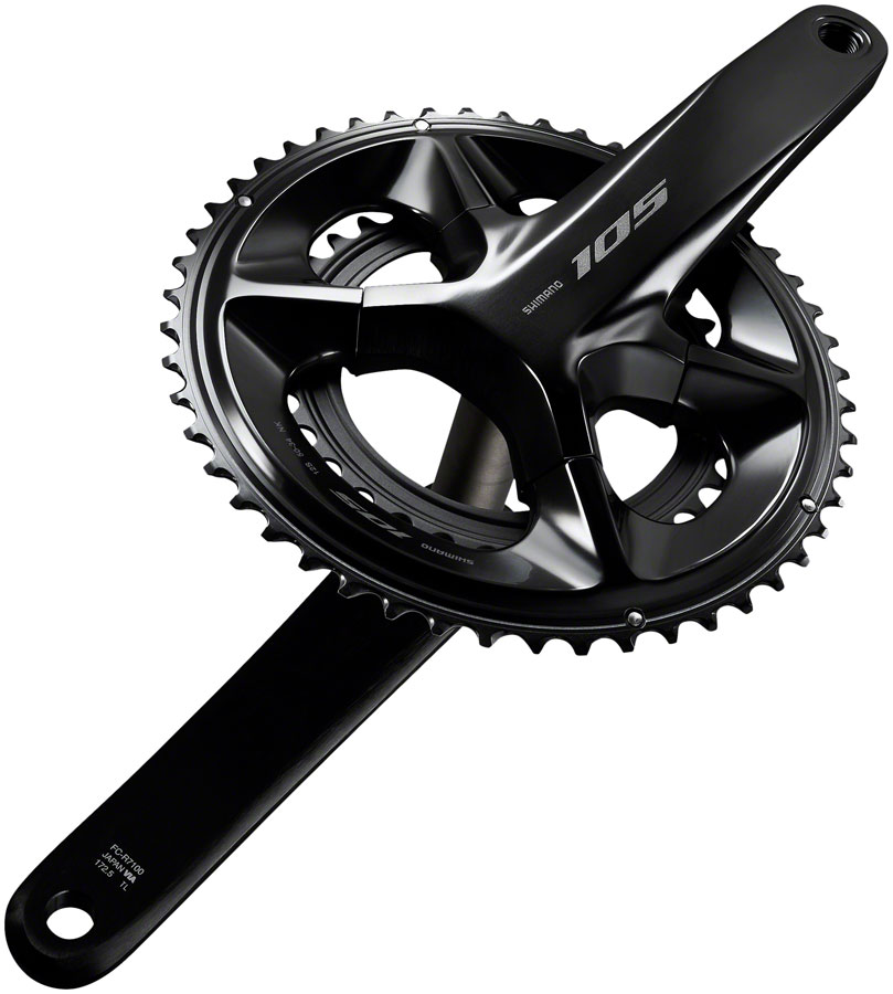 Shimano 105 FC-R7100 Crankset - 12-Speed, 110 Asymmetric BCD Hollowtech II Spindle Interface, Black - Image 23