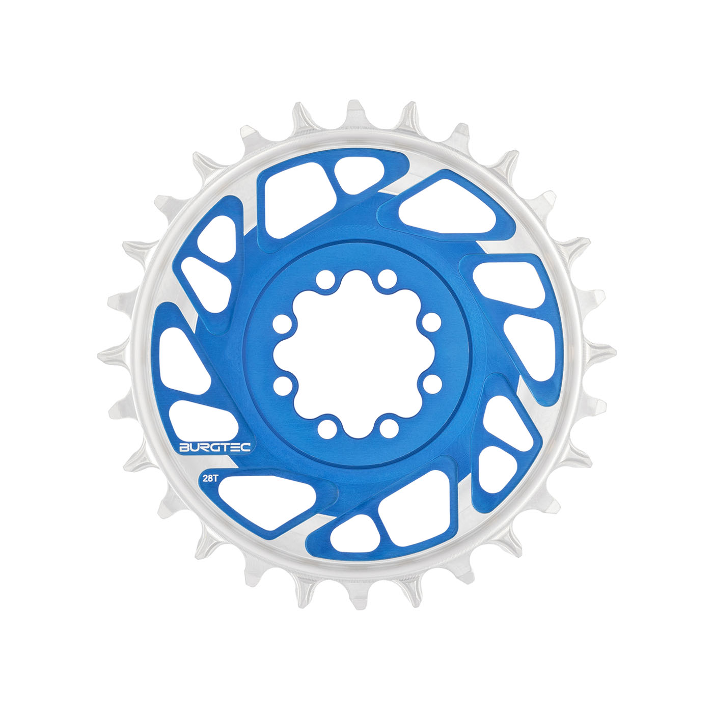 Burgtec 3mm Offset Thick Thin Chainring SRAM 8-Bolt 28T Blue