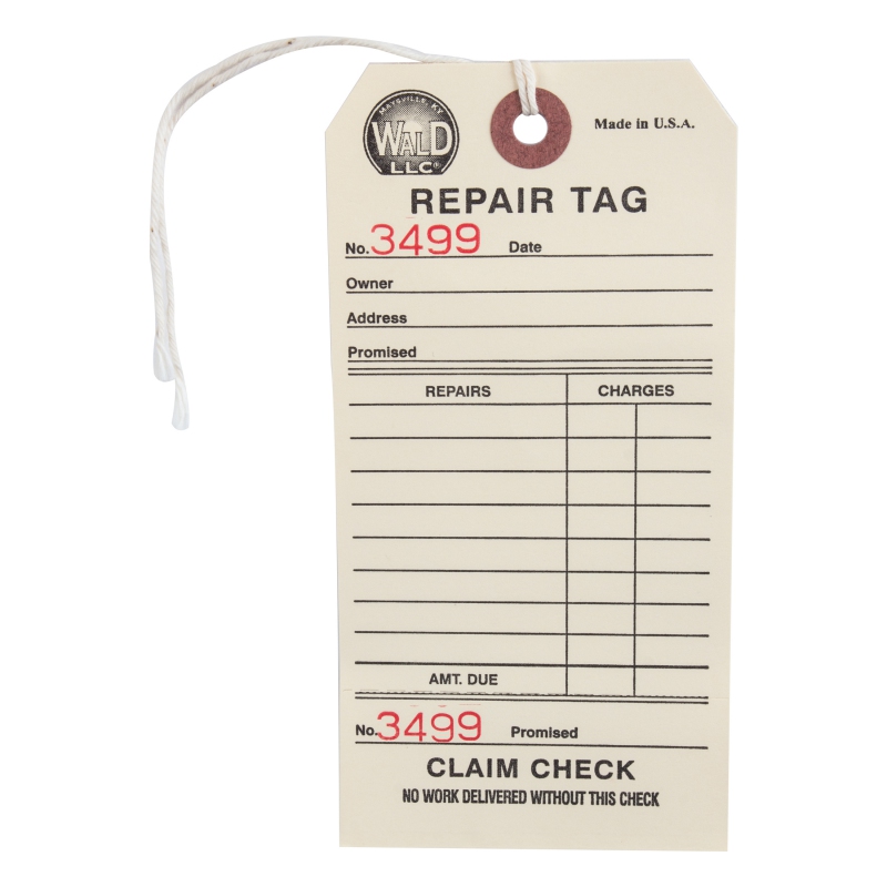 Wald products #700 Repair Tags Repair Tag #700 Repair HangTag No 500
