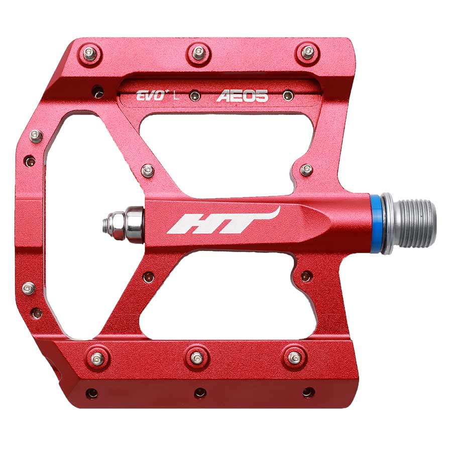 HT Components AE05 EVO+ Platform Pedals Body: Aluminum Spindle: Cr-Mo 9/16'' Red Pair