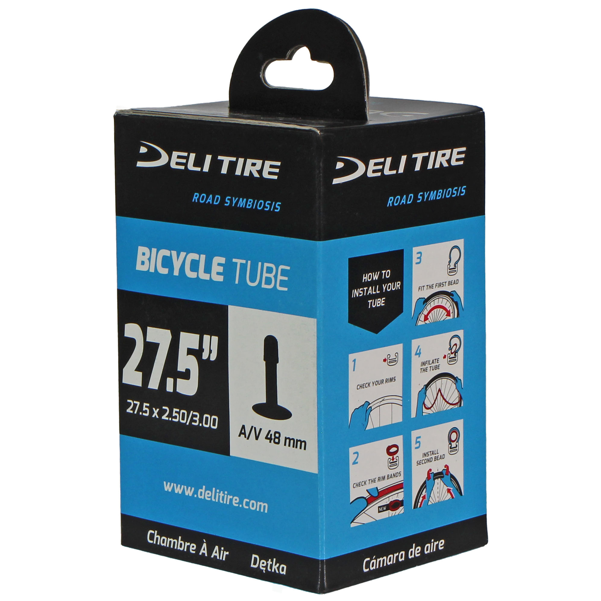 Delium Tire Standard Butyl Tube 27.5x2.5-3.0" SV 48mm Each