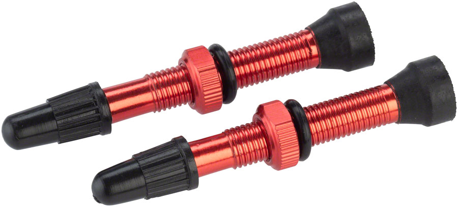 WHISKY No.9 Alloy Tubeless Valves - Pair 40mm Red WHISKY No.9 Alloy Tubeless Valves - Pair 40mm Red