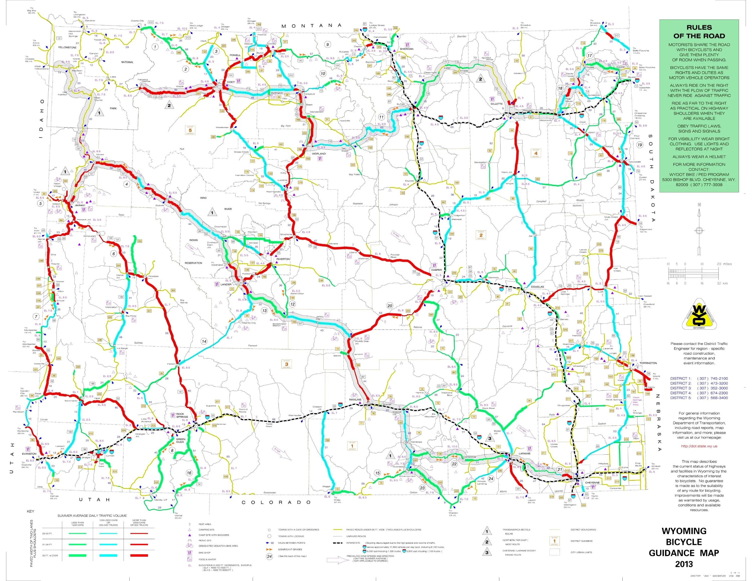 Wyoming Bicycle Guidance Map