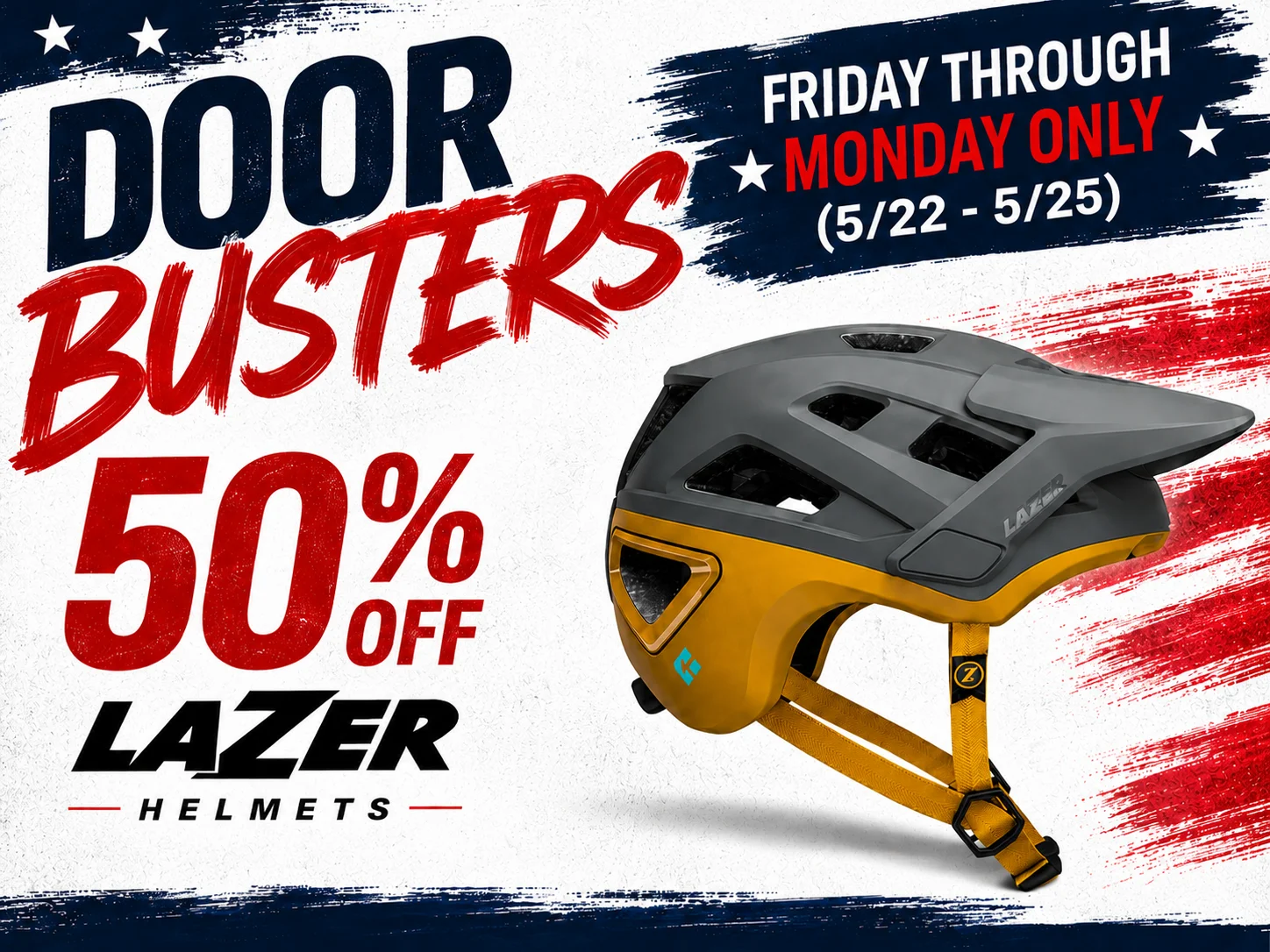Doorbuster Deal - 50% Off Lazer Helmets Doorbuster Deal - 50% Off Lazer Helmets