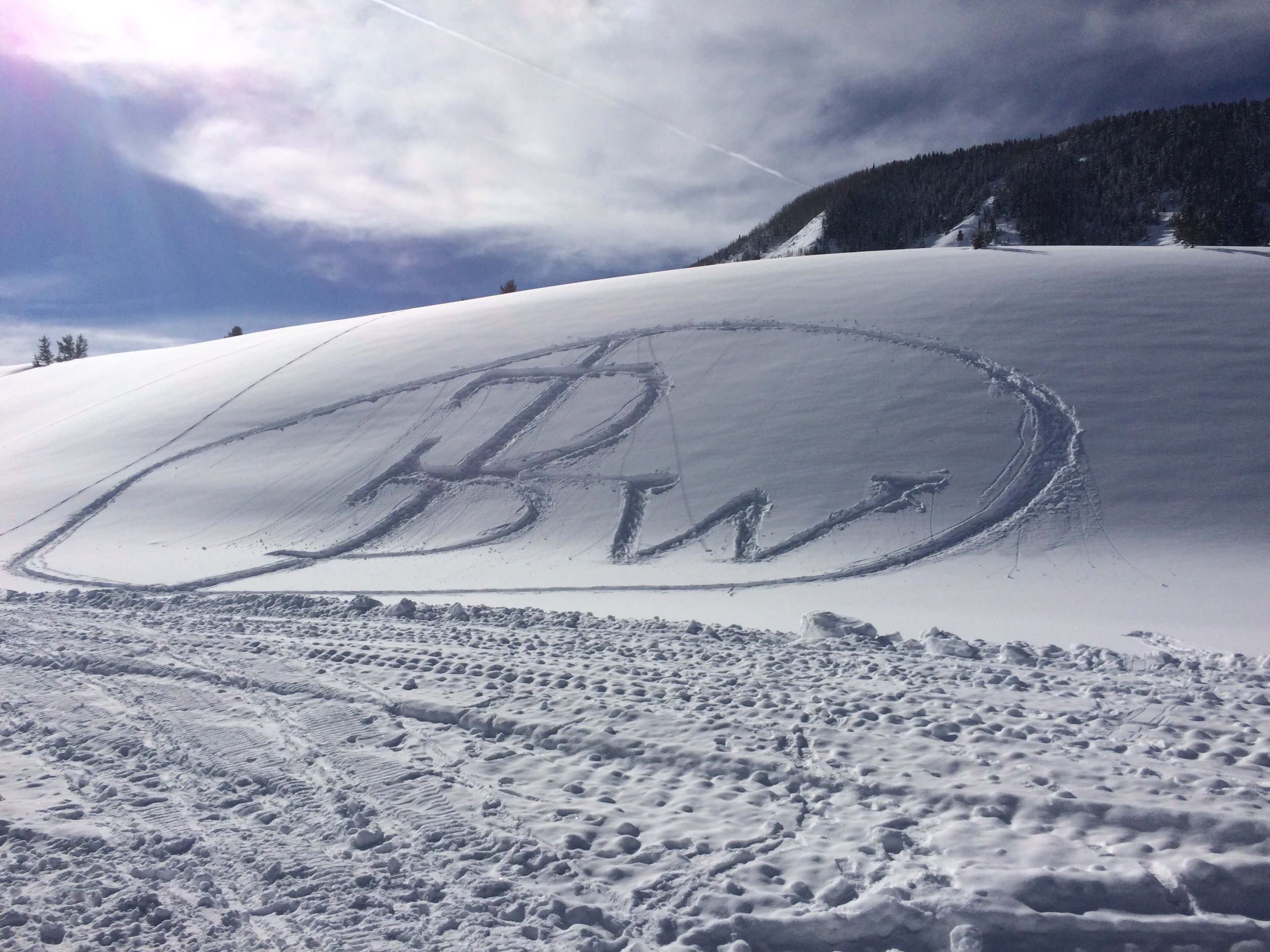 This may be the first time I've ever seen something "safe for work" trampled out in the snow.