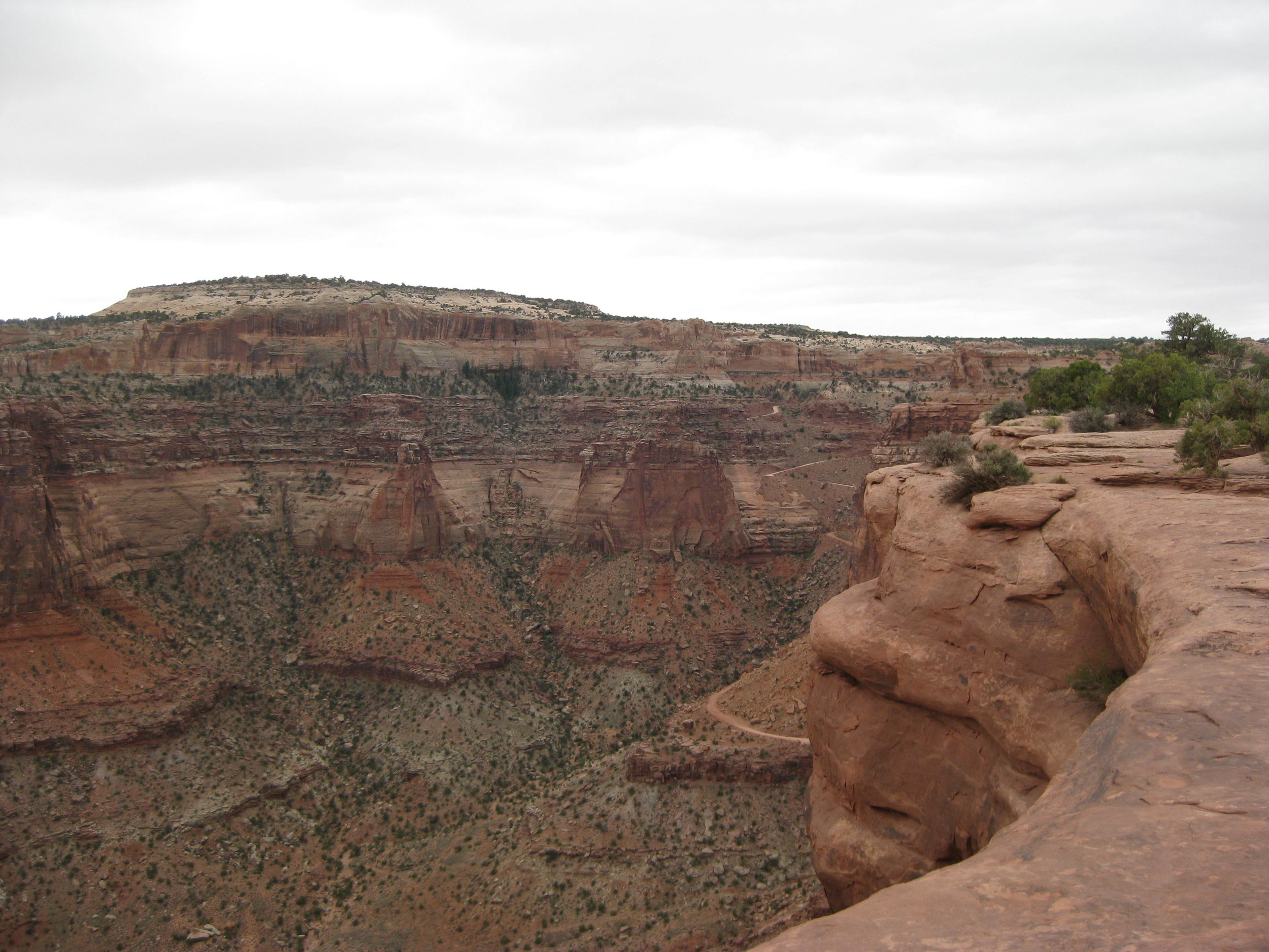 Shafer Trail is the faint, plummeting zig-zag in the middle distance.
