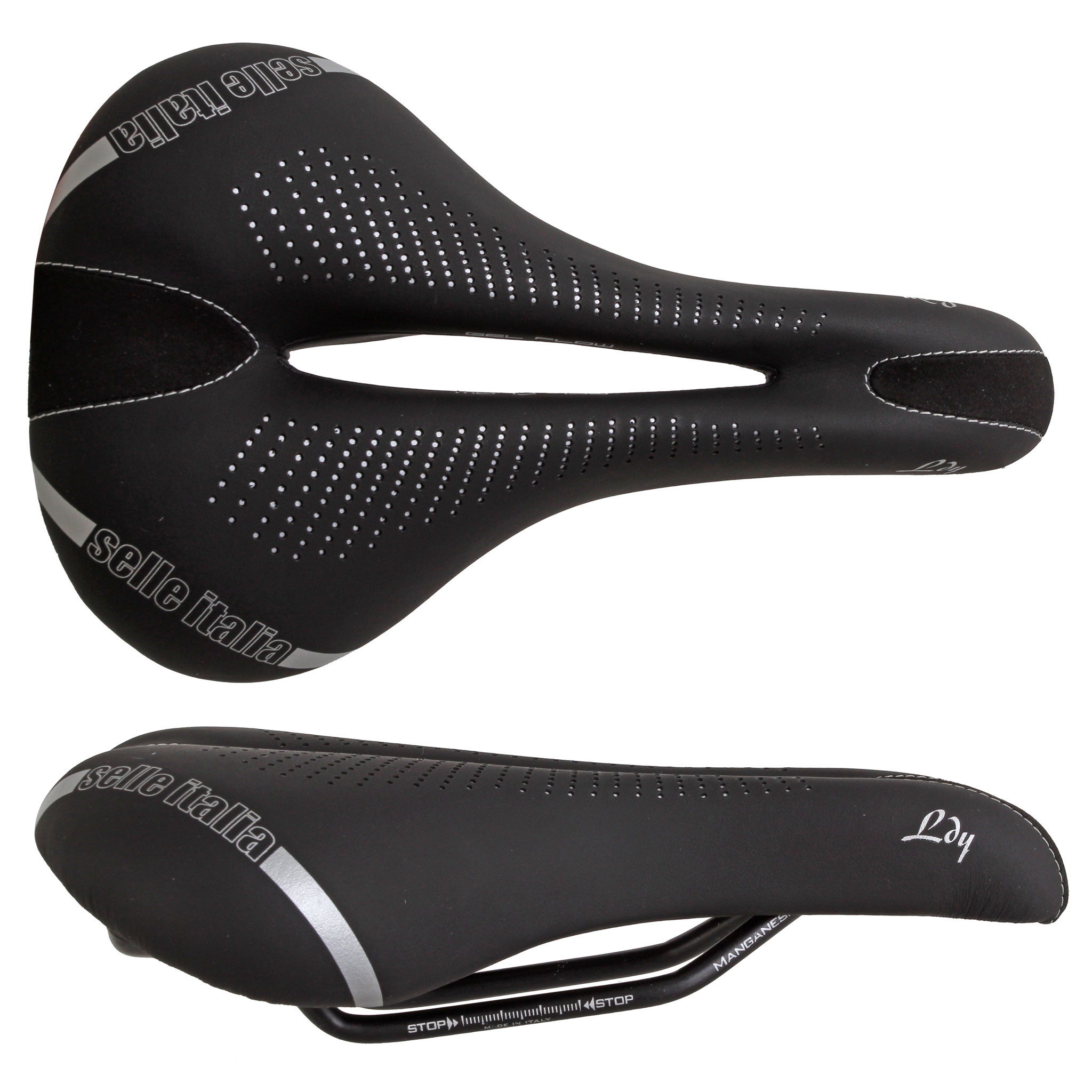 Selle Italia Lady Gel Flow Saddle L L2 Manganese Rail - Black Selle Italia Lady Gel Flow Saddle L L2 Manganese Rail - Black