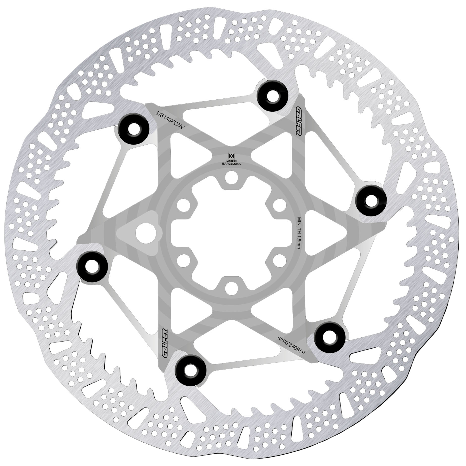 Galfer Shark Evo 203mm Rotor 6-Bolt 2.0mm Raw Silver