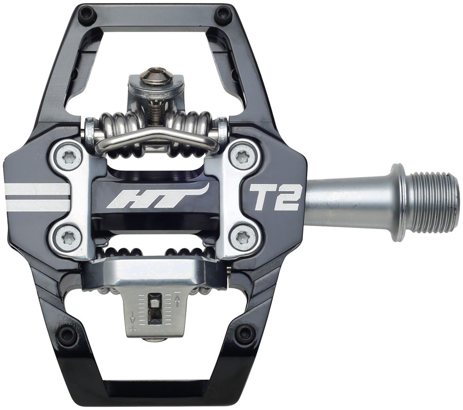HT Components T2 Pedals - Dual Sided Clipless Platform Aluminum 9/16" BLK HT Components T2 Pedals - Dual Sided Clipless Platform Aluminum 9/16" BLK
