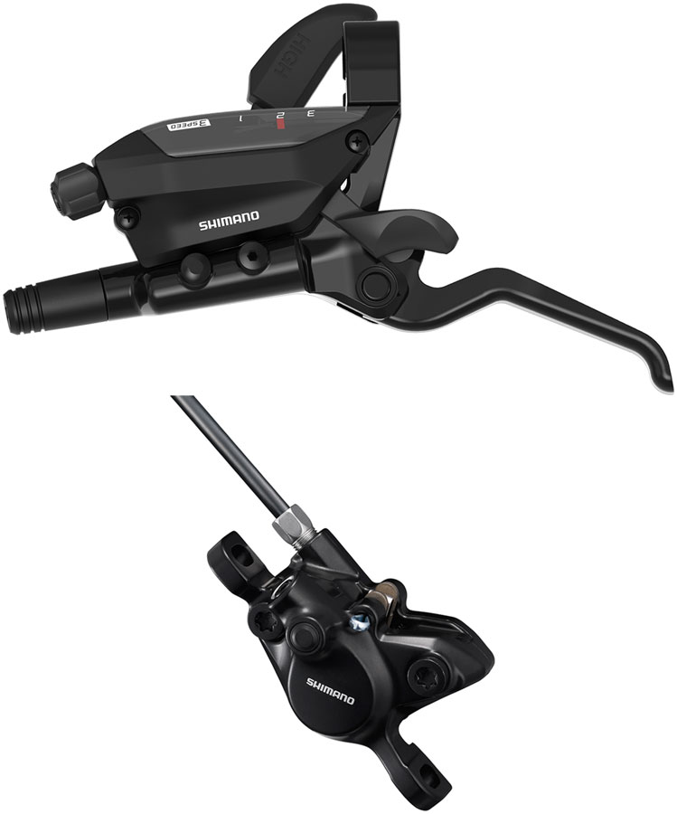 Shimano ST-EF515-L EZ Fire Plus Shift/Brake Lever BR-MT200 Disc Brake Caliper - Left/Front 3x Shift Post Mount 2-Piston  BLK