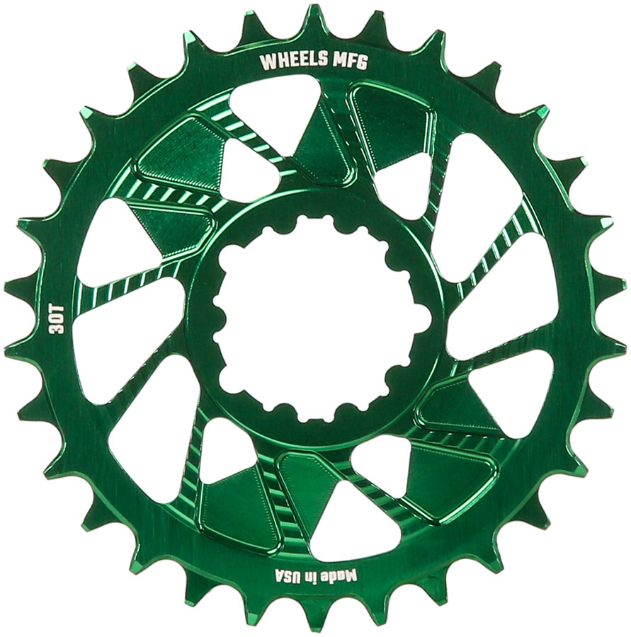 Wheels Manufacturing Direct Mount Chainring - 30t SRAM 3-Bolt Direct Mount 3mm Offset T-Type Chain Compatible Green