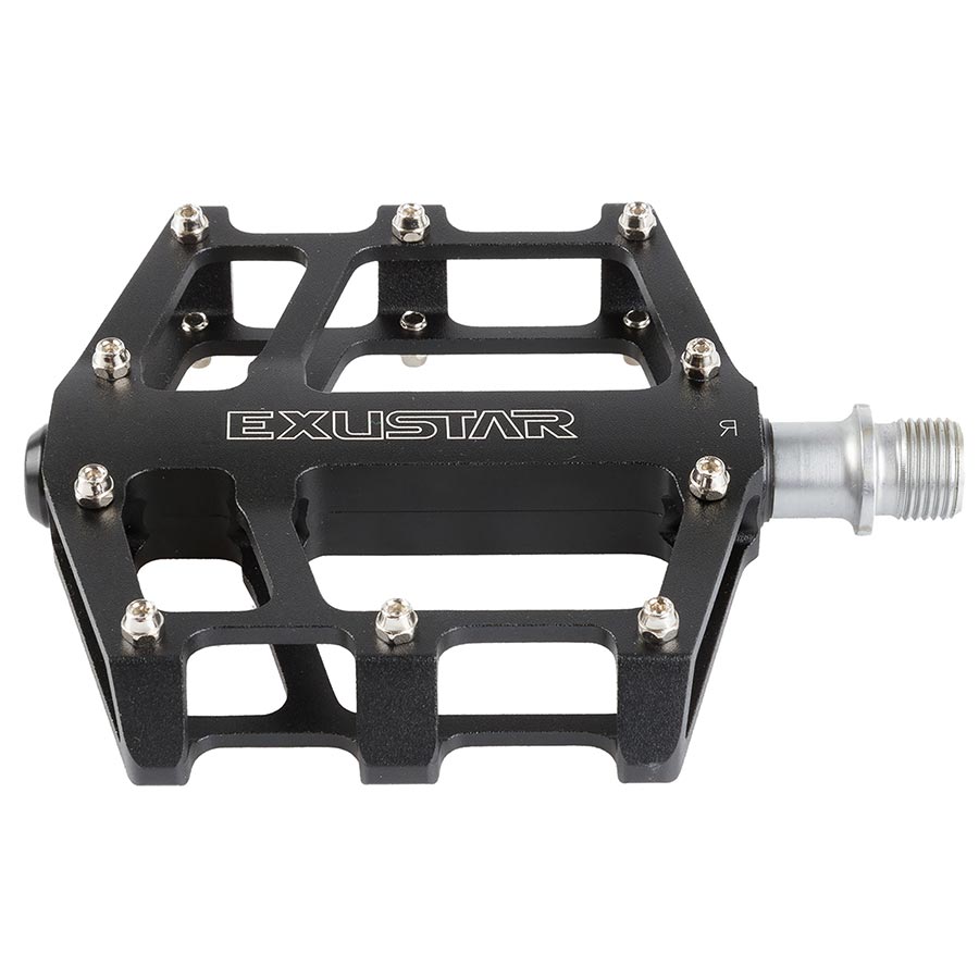 Exustar E-PB525 Platform Pedals Body: Aluminum Spindle: Cr-Mo 9/16'' Black Exustar E-PB525 Platform Pedals Body: Aluminum Spindle: Cr-Mo 9/16'' Black