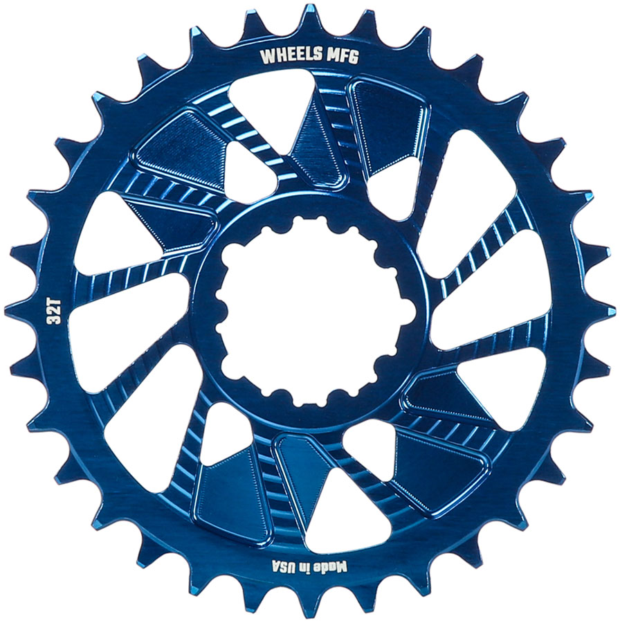 Wheels Manufacturing Direct Mount Chainring - 32t SRAM 3-Bolt Direct Mount 3mm Offset T-Type Chain Compatible Blue