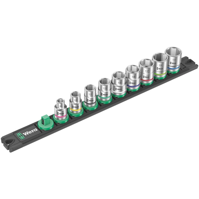 Wera Tool 3/8"" Magnetic Socket Rail B 4 Socket Set