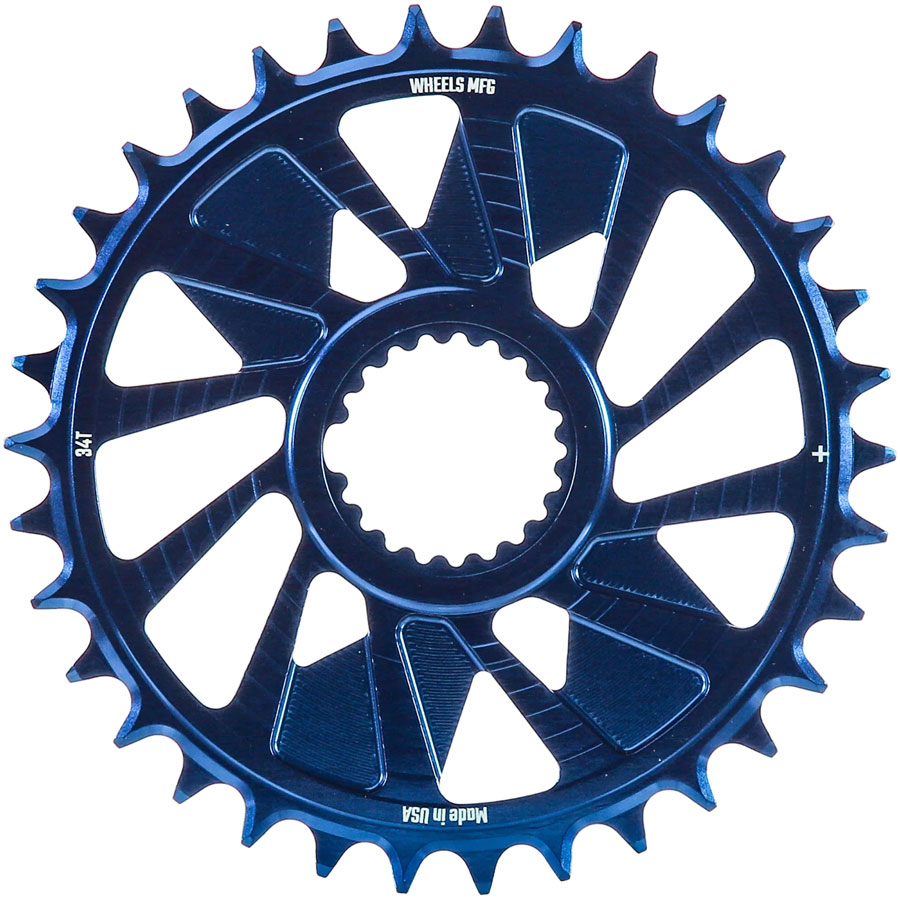 Wheels Manufacturing Direct Mount Chainring - 34t Shimano Direct Mount 1.5mm Outboard Offset HG+ Chain Compatible Blue Wheels Manufacturing Direct Mount Chainring - 34t Shimano Direct Mount 1.5mm Outboard Offset HG+ Chain Compatible Blue