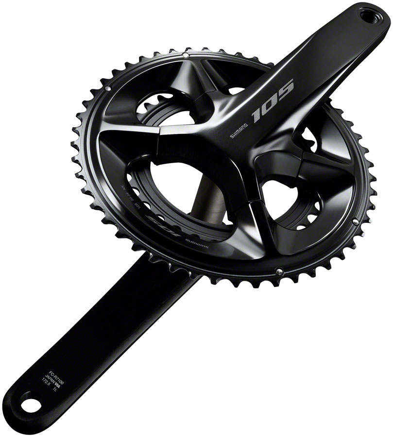 Shimano 105 FC-R7100 Crankset - 12-Speed, 110 Asymmetric BCD Hollowtech II Spindle Interface, Black - Image 14
