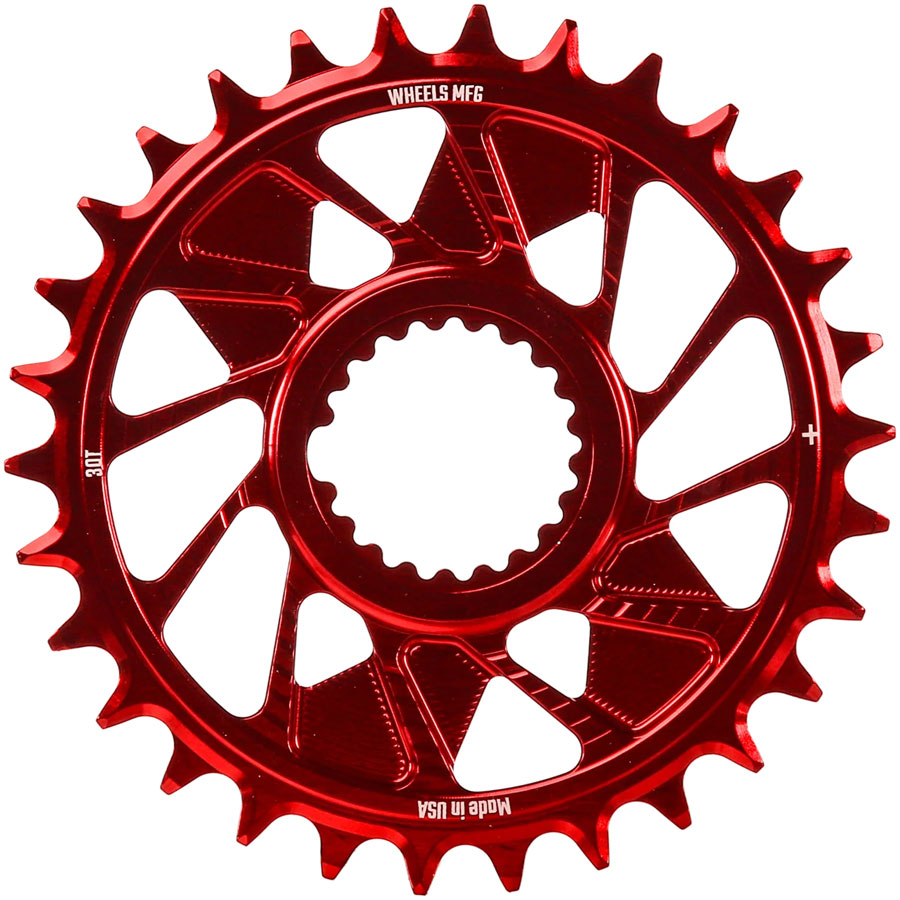 Wheels Manufacturing Direct Mount Chainring - 30t Shimano Direct Mount 1.5mm Outboard Offset HG+ Chain Compatible Red Wheels Manufacturing Direct Mount Chainring - 30t Shimano Direct Mount 1.5mm Outboard Offset HG+ Chain Compatible Red