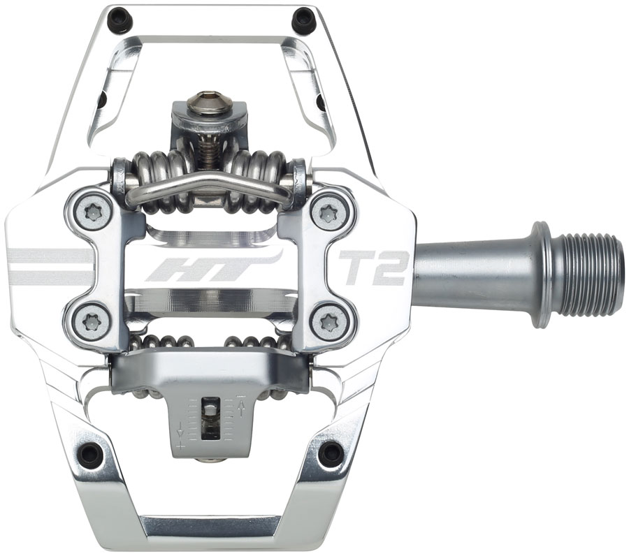 HT Components T2 Pedals - Dual Sided Clipless Platform Aluminum 9/16" Silver HT Components T2 Pedals - Dual Sided Clipless Platform Aluminum 9/16" Silver