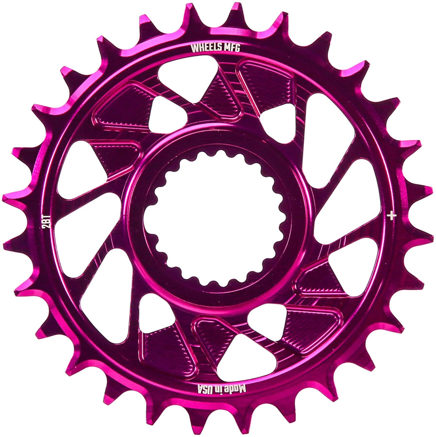 Wheels Manufacturing Direct Mount Chainring - 28t Shimano Direct Mount 1.5mm Outboard Offset HG+ Chain Compatible Purple Wheels Manufacturing Direct Mount Chainring - 28t Shimano Direct Mount 1.5mm Outboard Offset HG+ Chain Compatible Purple