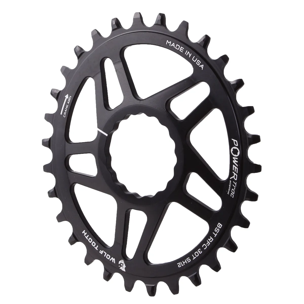 Wolf Tooth Elliptical Direct Mount Chainring - RaceFace CINCH Boost Drop-Stop ST Shimano 12 Speed HG+, Black