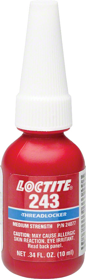 Loctite #243 Threadlocker Medium Strength - For Fastners 6-20mm Oil Resistant 10ml Loctite #243 Threadlocker Medium Strength - For Fastners 6-20mm Oil Resistant 10ml