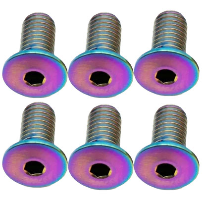 Better Bolts Titanium Water Bottle Cage Bolts10mmRainbow 6/Count