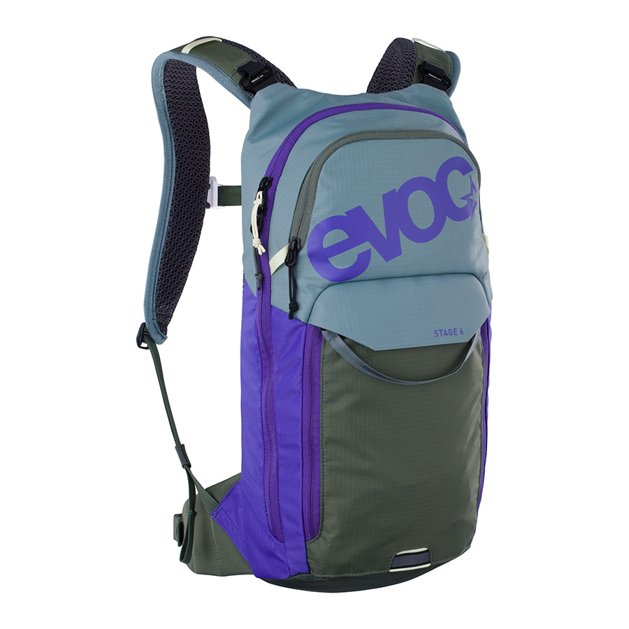 EVOC Stage 6 + 2L Bladder Hydration Bag Volume: 6L Bladder: Included (2L) Steel/Violet/Dark Olive