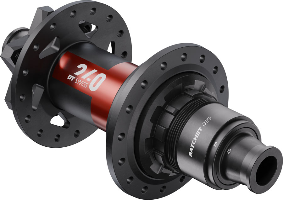 DT Swiss 240 DEG Rear Hub - 12 x 148mm 6-Bolt XD Black/Red 32H DEG 90 DF