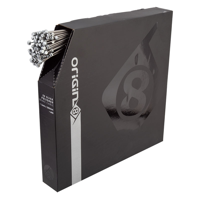 Origin8 SS Slick Polished MTB Brake Cable Front or Rear 2800mm 1.5mm SS Silver Box of 100 MTB