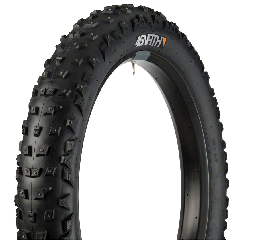45NRTH Wrathchild Studded Fat Bike Tire - Tubeless Folding Black 120 TPI, XL Concave Carbide Aluminum Studs