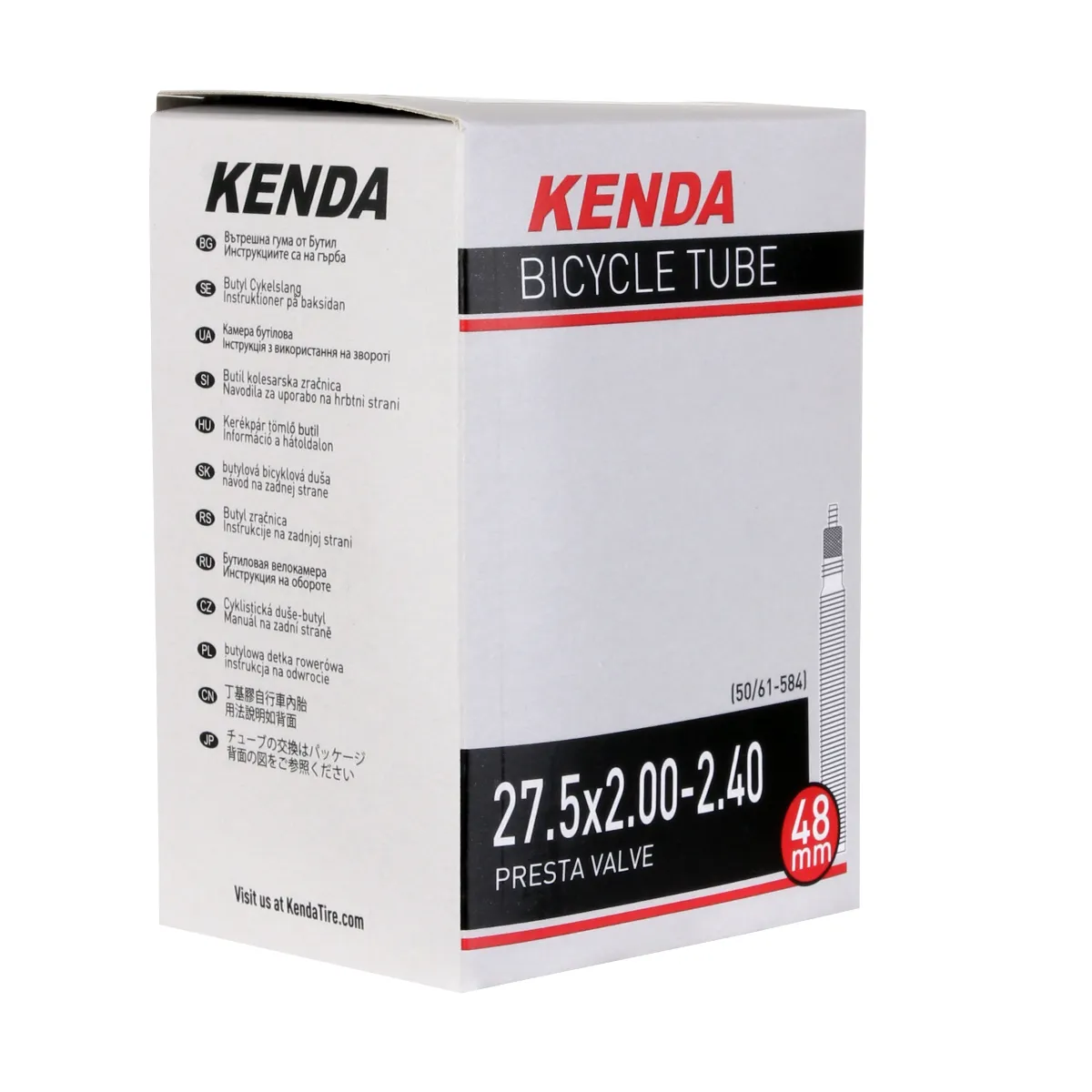 Kenda Butyl Tube 27.5 (650b) x 2.0-2.4" PV/48mm - Each