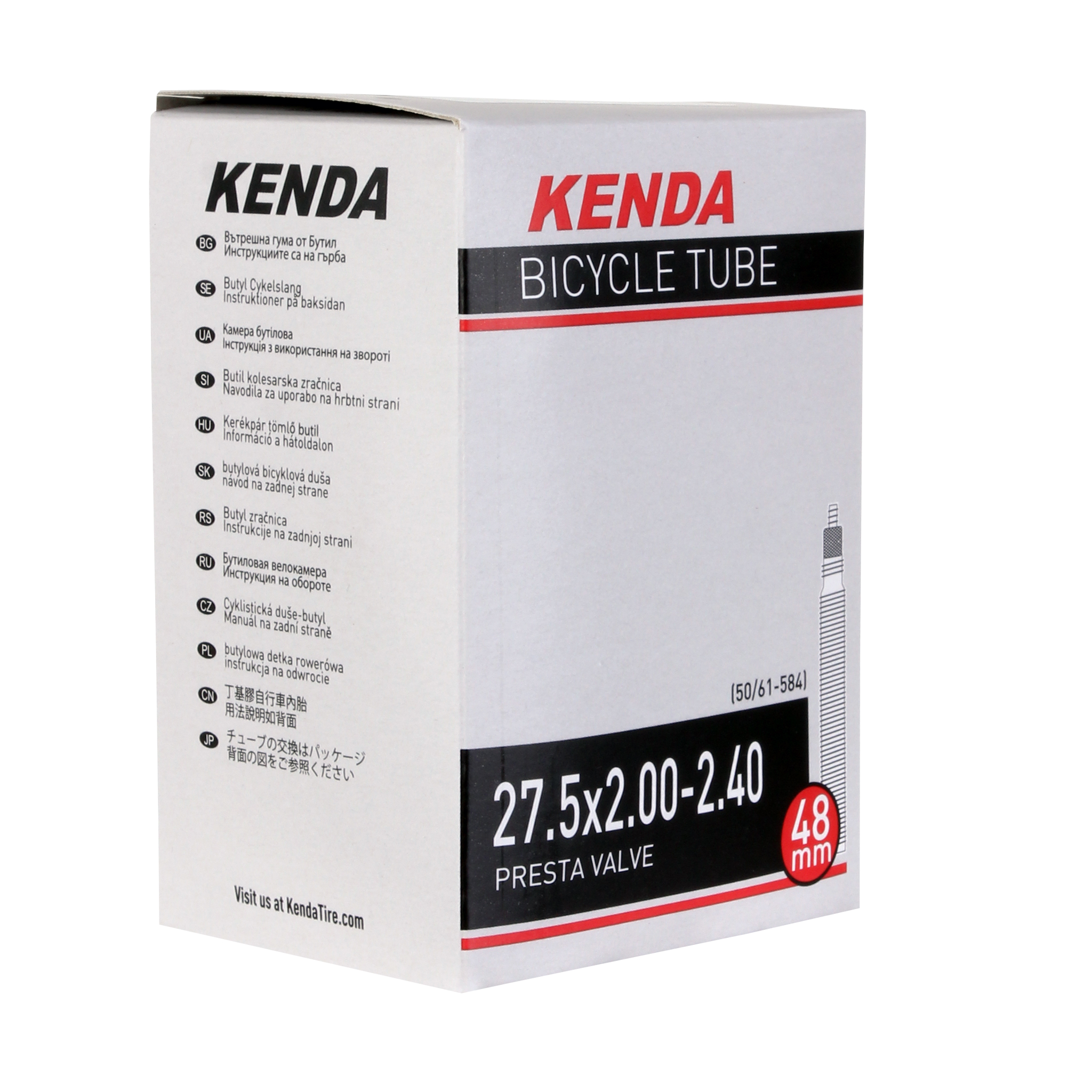Kenda Butyl Tube 27.5 (650b) x 2.0-2.4" PV/48mm - Each