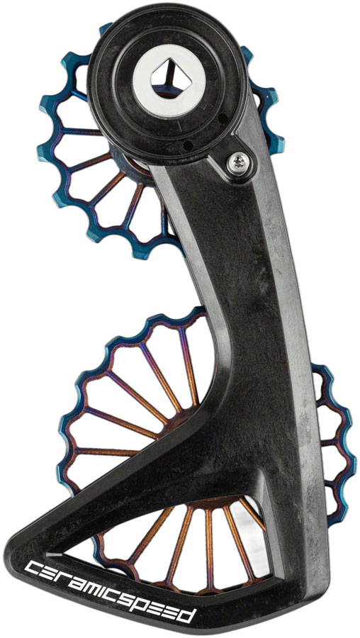 CeramicSpeed OSPW RS Pulley Wheel System SRAM Red/Force AXS - Coated Races 3D Printed Titanium Pulley Carbon Cage Oil Slick PVD CeramicSpeed OSPW RS Pulley Wheel System SRAM Red/Force AXS - Coated Races 3D Printed Titanium Pulley Carbon Cage Oil Slick PVD