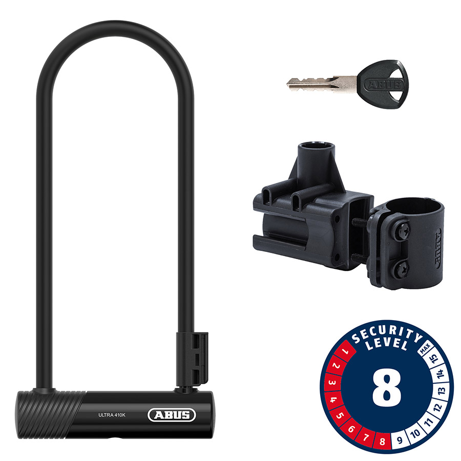 Abus Ultra 410K U-Lock Key 12mm 170x300mm 6.7''x11.8'' SH34 Black