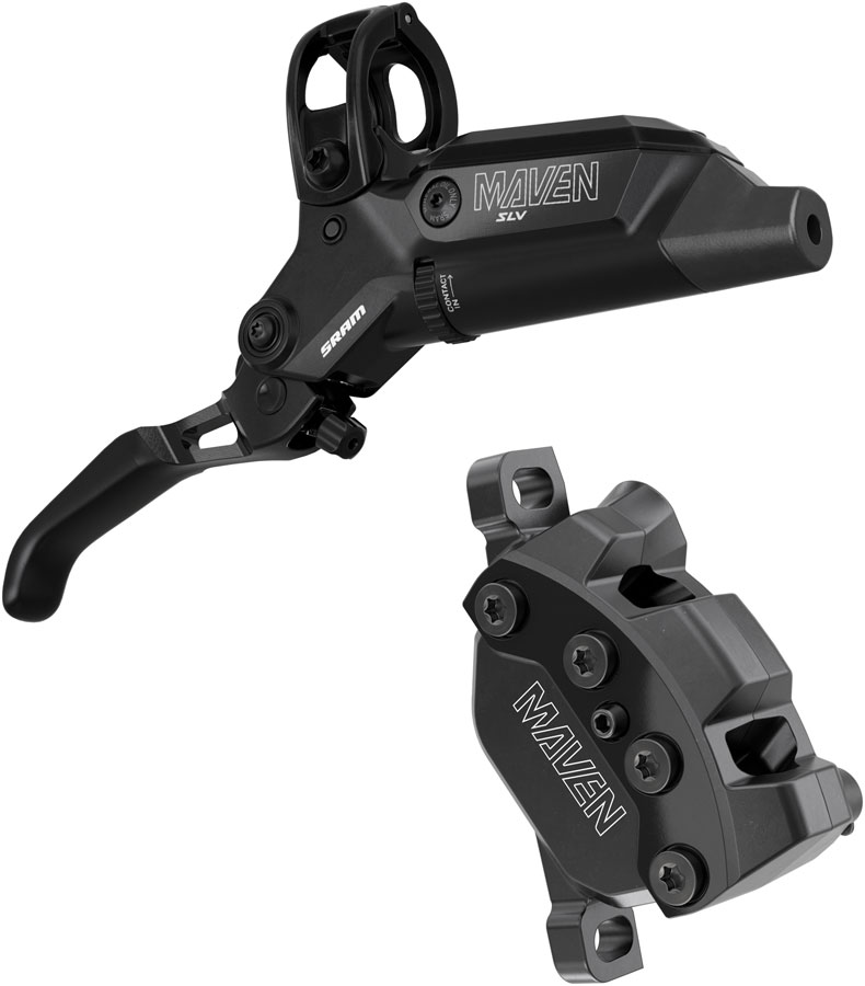 SRAM Maven Silver Disc Brake Lever - Front Post Mount 950mm Hose 4-Piston Aluminum Lever SS Hardware BLK B1