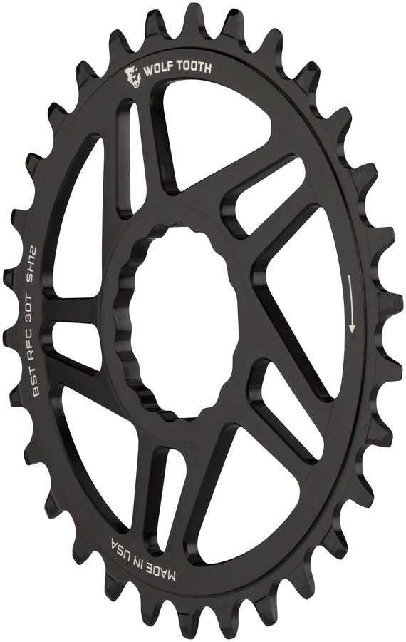 Wolf Tooth Direct Mount Chainring - RaceFace/Easton CINCH Direct Mount Boost 3mm Offset Requires 12-Speed Hyperglide+ Chain BLK - Image 4