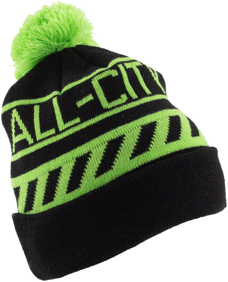 All-City Sleddin' Hat: Black/Lime Green One Size